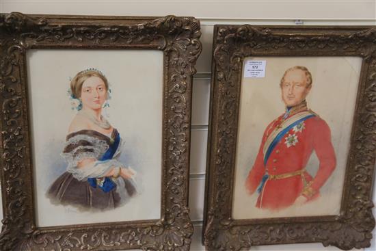 William Warman (1806–1875) Portraits Queen Victoria and Prince Albert, 13 x 9in.